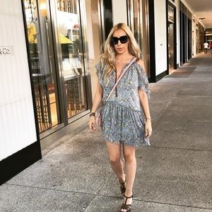 Forever21 French Blue Floral Ruffle Dress